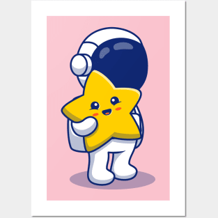 Astronaut Holding Cute Star Posters and Art